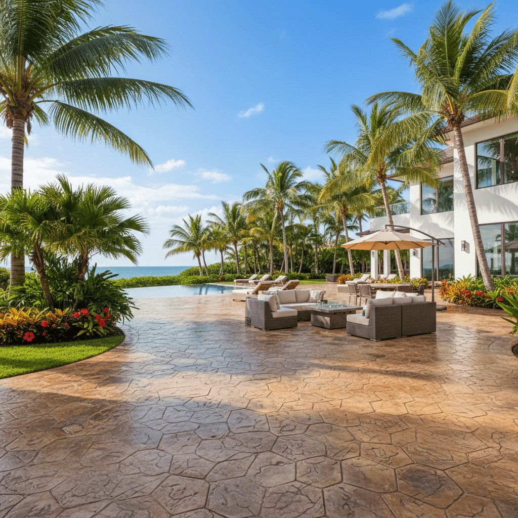 stamped concrete patio miami beach